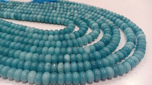 Cuentas redondas lisas de 8 mm de color azul aguamarina, piedra preciosa natural. - Product Image 2