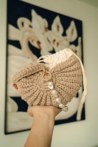 Sac bandoulière en crochet en forme de coquille avec décoration de perles, style bohème, sac à main pour femme - Product Image 3