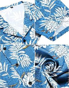 Camiseta para hombre, camisetas frescas de verano, camisetas con estampado tropical de playa, camisetas con cuello en V y botones, camisetas florales de manga corta - Product Image 4