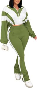 Ensemble de survêtement streetwear 2 pièces pour femme : veste coupe-vent courte et pantalon taille haute à jambes larges - Product Image 4