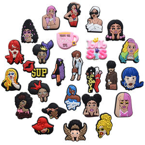 Figurines de personnages de dessins animés populaires pour filles noires, en PVC souple, décorations 3D pour chaussures de jardin, breloques pour sabots - Product Image 1