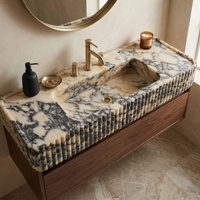 Comptoirs en marbre Calacatta Viola Senger en pierre naturelle, dessus de table de toilette polis, lavabo de salle de bain en marbre cannelé