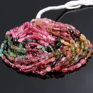 Perles de tourmaline multicolores 6*8mm de haute qualité pierre précieuse naturelle de forme ovale lisse pour la fabrication de bijoux pierres précieuses en vrac - Product Image 1