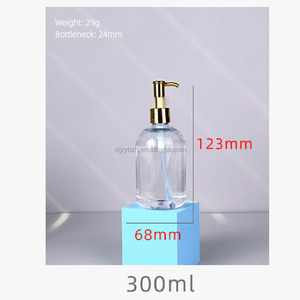 Bouteille ronde vide personnalisée en plastique pour animaux de compagnie 300ml 370ml 400ml 450ml 470ml 500ml Bouteille pompe lotion or transparente gros ventre - Product Image 4