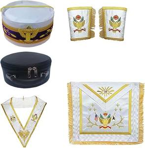Delantal de terciopelo morado para Maestro Masón de la Gran Logia Masónica y collar de cadena con cuentas, con regalia de joyería bordada a mano con hilo de oro GRATIS - Product Image 3