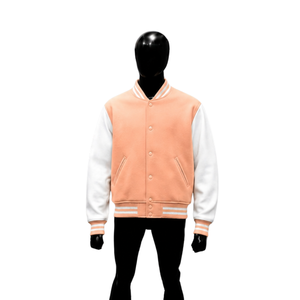 WHOLESALE PEACH AND <b>WHITE</b> VARSITY <b>JACKET</b> FOR <b>MEN</b> DAILY WEAR PREMIUM STREETWEAR CASUAL WINTER OUTERWEAR <b>MENS</b> FASHION Regular Fit - Product Image 1