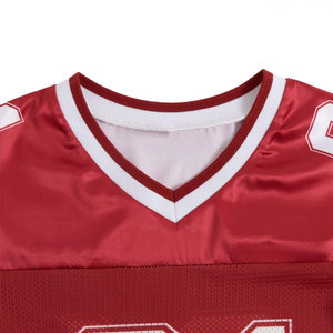 Camiseta de fútbol americano de malla roja para niños, manga corta, cuello redondo, transpirable, número 91, ropa para todas las estaciones - Product Image 5