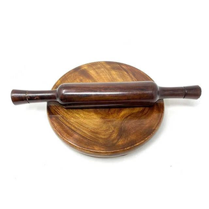 Wooden Chakla Belan Set Acacia Wood Rolling Pin and Chapati Board Roti <b>Maker</b> Natural Finish Eco-Friendly Durable Easy to Clean - Product Image 5