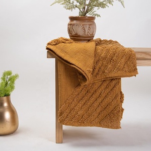 Mantas de cama con mechones hechas a mano al por mayor, manta con mechones de algodón 100% para cama y sofá, manta con mechones para cama y sofá - Product Image 4