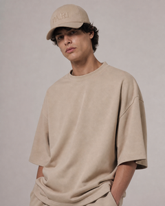 เสื้อยืดคอกลมผ้าฝ้ายสีเบจขนาดใหญ่สำหรับผู้ชาย, เสื้อยืดเปล่า Tiruppur - Product Image 1