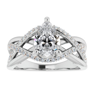 Anillo de Oro Sólido de 10, 14 y 18k Personalizado con Diamantes Cultivados en Laboratorio en Forma de Pera, Anillo de Compromiso Infinito para Mujeres y Niñas - Product Image 1