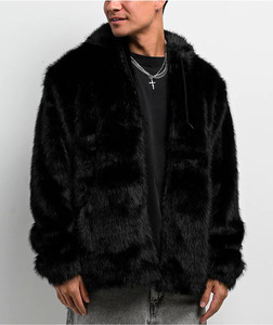 Sweat-shirt unisexe personnalisé en fausse fourrure moelleuse pour homme, mode hiver, sweat-shirt à capuche en velours doux et confortable, noir, pour homme - Product Image 5