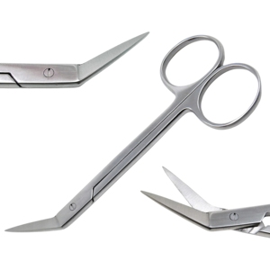 Tijeras Quirúrgicas Dentales Kelly Anguladas de Acero Inoxidable con Mango de Anillo y Punta Afilada Curva de 7 Pulgadas, Aprobadas por OEM, CE e ISO - Product Image 1
