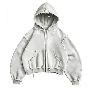 Vente en gros de sweats à capuche pour hommes en molleton français, fermeture éclair intégrale, broderie personnalisée, vêtements streetwear, fournisseur de marques aux États-Unis - Product Image 4