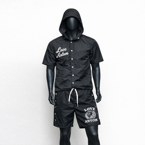 Survêtement décontracté d'été respirant tendance 2026 pour homme, 100 % coton molletonné, style streetwear personnalisé - Product Image 1