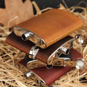 Petaca de cuero personalizada recipiente de whisky contenedor para beber para él regalo de Camping - Product Image 3