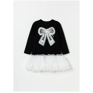 ชุดเดรสสไตล์เกาหลี OZKIZ สำหรับเด็กผู้หญิงอายุ 2-6 ปี ฤดูใบไม้ผลิ/ฤดูใบไม้ร่วง แฟชั่นเด็กขายส่ง ผ้าโพลีเอสเตอร์ชีฟองประดับโบว์ - Product Image 1