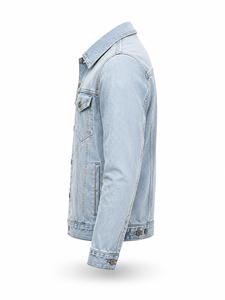 Chaqueta de Mezclilla Azul Claro para Hombre con Logotipo Personalizado, Cierre de Botones, Corte Regular, Estilo Casual, 100% Algodón Tejido, Otoño - Product Image 3