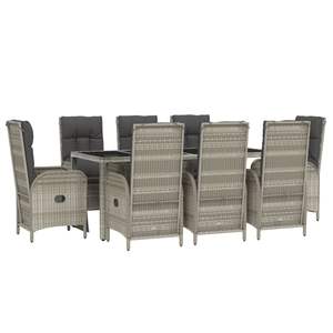 Conjunto de Comedor de Jardín de Ratán Gris para 6 Personas, Muebles de Exterior Resistentes a la Intemperie, Diseño Contemporáneo - Product Image 5