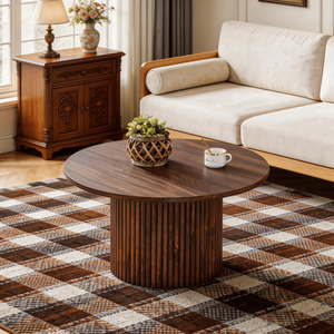 Modern 27.5-Inch Diameter <b>Circular</b> <b>Coffee</b> <b>Table</b> with Practicality Home Aesthetics MDF Material for Interiors - Product Image 1