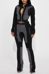 Acid Wash Denim Jacket for Women Custom Logo Zip Fly Ribbed Collar Solid Black Eco-Friendly Breathable Reversible Winter Season - Product Image 6