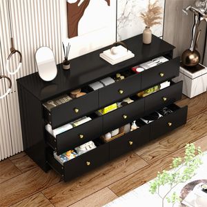 Comò moderno a 9 cassetti con maniglie in metallo armadio di stoccaggio per camera da letto o soggiorno armadio - Product Image 3