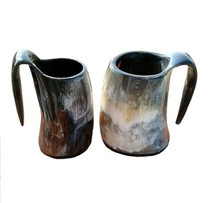 Authentique Chope à Bière et Mead en Corne de Buffle Polie Faite à la Main avec Poignée, Style Renaissance, Imitation Antique FAIZA CRAFT pour - Product Image 4