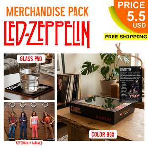 PAQUETE DE MERCHANDISE LED ZEPPELIN: LLAVERO, PLATO DE VIDRIO Y CAJA DE COLORES, ARTESANÍA - Product Image 1