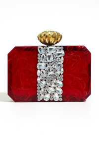 Bolso de mano tipo media luna de resina amarilla con adornos florales de cristal, perlas y cadena dorada, artesanía en resina. - Product Image 4