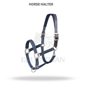 Nylon Horse <b>Halter</b> with Leather Headpiece Padded Adjustable Headcollar with Metal Hardware - Product Image 2