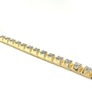 สร้อยข้อมือแบบโซ่คลาสสิค SV JEWELS ชุบทอง 14K สไตล์ฮิปฮอป ประดับเพชรทรงบริลเลียนต์ ตัวเรือนแบบ Prong Setting สำหรับผู้หญิง ได้รับการรับรองจาก IGI - Product Image 1