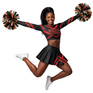 Tenue de cheerleading personnalisée en gros pour équipes All-Star : Hauts et jupes uniformes imprimés par transfert thermique avec strass scintillants sur le devant - Product Image 3