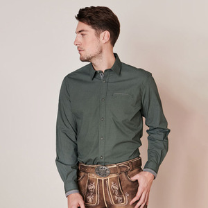 Camisa Oxford Verde Estampada de Manga Regular para Hombre, Corte Regular, Estilo Casual, 100% Algodón, Tejido de Punto, Cuello Redondo, Secado Rápido, 220g - Product Image 4