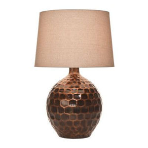 Lámpara de Mesa Moderna de Metal Texturizado Martillado con Pantalla de Lino Color Avena, Perfecta para Decoración de Mesita de Noche y Sala de Estar, para Venta al Por Mayor - Product Image 6