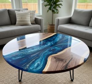 Midnight Blue <b>Epoxy</b> <b>Table</b> Blue Marble <b>Epoxy</b> Wood <b>Table</b> Sapphire Glow Resin <b>Coffee</b> <b>Table</b> Arctic Blue <b>Epoxy</b> Round <b>Table</b> Deep - Product Image 2