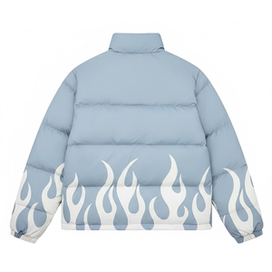 Flame-Design Casual Zipper Puffer Jackets Stand Collar Men Polyester <b>Padded</b> Printed Bubble Jacket <b>Cheap</b> Price Winter Jacket - Product Image 2