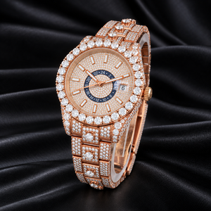 Montre pour homme Raj Gems en acier inoxydable avec cristaux de diamant, cadran carré de 30 mm, mouvement à quartz analogique, bracelet de luxe tendance avec affichage de la date - Product Image 4