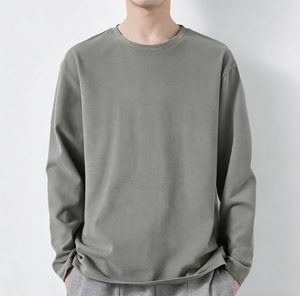 Camiseta Deportiva Casual de Manga Larga para Hombre, Color Sólido, Impresión Personalizada, Alta Calidad - Product Image 1