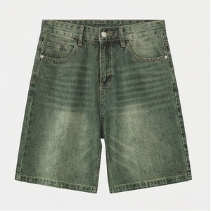 Customization Support Washed Canvas Polyester/Cotton <b>Jeans</b> Shorts <b>Mens</b> Long Baggy Streetwear High Quality Premium Casual Wear - Product Image 1