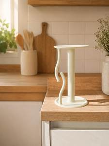 Wooden Paper Towel Holder Standing Round Minimalist <b>Kitchen</b> <b>Storage</b> <b>Rack</b> Durable Cleaning Supplies Organizer - Product Image 5