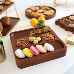 Luxury Premium Wood Dry Fruits Tray High Quality Acacia Wood Tray <b>Cake</b> Display Snack Fruit Serving Dish - Product Image 5