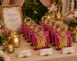 Bolsa de Regalo para Boda con Diseño de Mehendi, Bolsa de Regalo para Invitados con Asa, para Haldi, Sangeet, Nikkah, Dholki, Regalo de Bienvenida para Bodas - Product Image 1