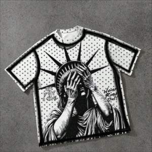 เสื้อยืดโอเวอร์ไซส์ผ้าฝ้ายระบายอากาศพรีเมียมสำหรับผู้ชาย พิมพ์ลายกราฟิกแบบ DTG คอกลม แฟชั่นลำลองฤดูร้อน - Product Image 1