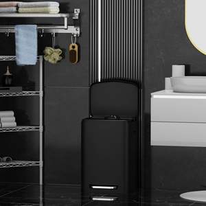 Cubo de basura rectangular negro de 13 galones/50L, cubo de basura con pedal de almacenamiento de cocina con cierre suave para 30 bolsas de basura - Product Image 5