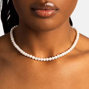 Natural Freshwater Pearl Necklace for Women 925 Sterling <b>Silver</b> Clasp White Round Pearl <b>Choker</b> Necklace Fine Jewelry Gift - Product Image 1
