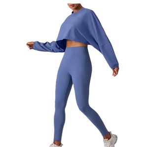 <b>Crop</b> Top Long Sleeve Gym Fitness Yoga Sets Workout <b>Leggings</b> Sports Bra For Women's Yoga Suit Sports Wear Jogger Suits Yoga Set - Product Image 5