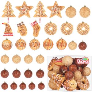 Set di 32 Palline di Natale Infrangibili e Decorazioni per Albero, Ornamenti a Forma di Pan di Zenzero per Interni, Decorazioni Natalizie per la Casa - Product Image 1