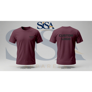 T-shirt de sport personnalisé 2XL en coton bordeaux/marron, poids du tissu 280g-300g, design uni avec options graphiques vierges - Product Image 1