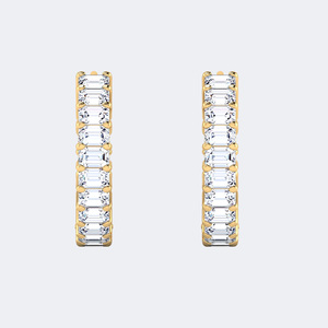 3.60 CTW <b>Emerald</b> Cut Channel Setting Hoop <b>Earrings</b> - Product Image 6