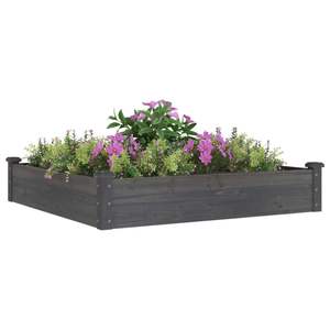 Lit surélevé en bois massif avec doublure gris 47.2 "x 47.2" x 9.8 "Pots de fleurs et jardinières - Product Image 3